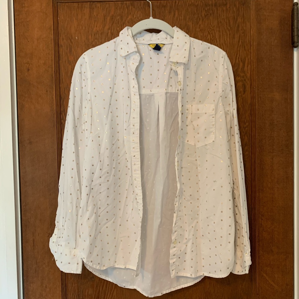 Prince & Fox white and gold polka dot button down